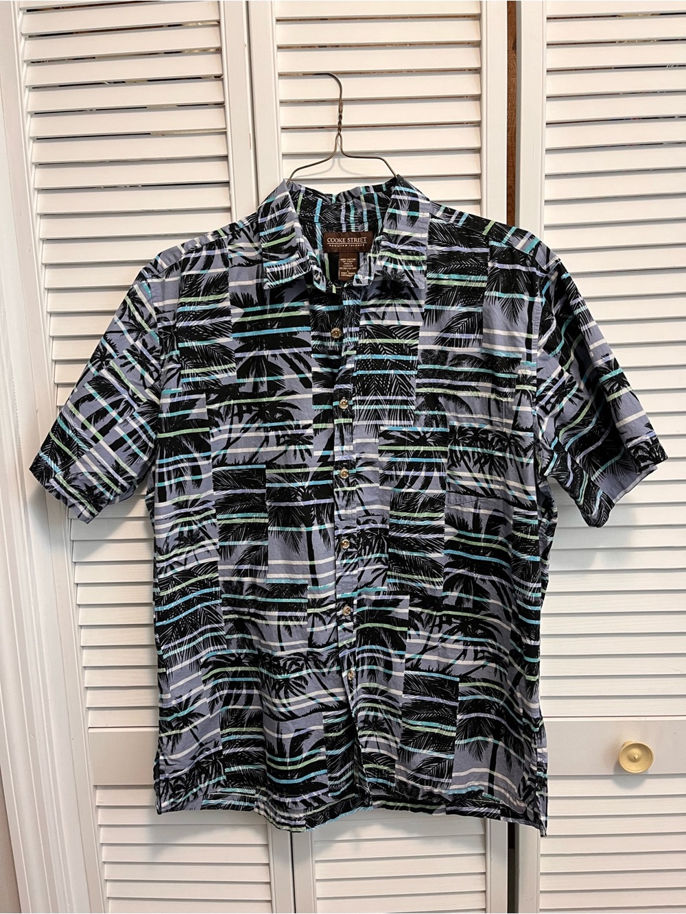 Cooke Street Hawaiian Shirt Men L Black Floral Button Up Pocket Short Sleeve